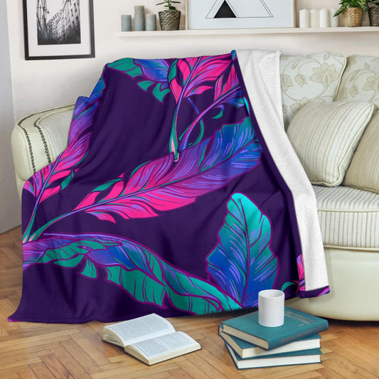 Dark Purple Banana Plant Leaves Premium Blanket | The Urban Clothing Shop™