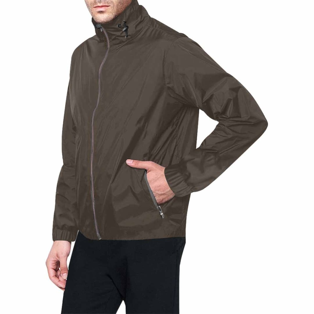 Dark Taupe Brown Hooded Windbreaker Jacket - Men / Women | IAA | inQue.Style