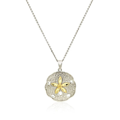 Designer Sterling Silver and 14k Yellow Gold Sand Dollar Pendant | Richard Cannon Jewelry