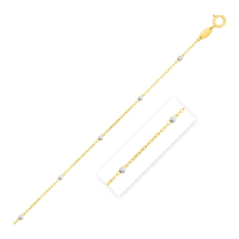 Diamond Cut Bead Links Pendant Chain in 14k Two Tone Gold (3.5mm) | Richard Cannon Jewelry