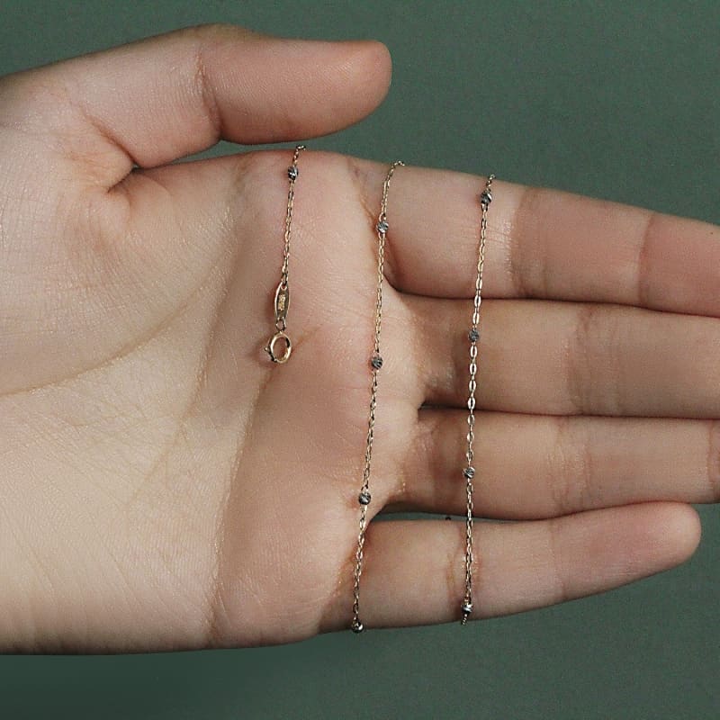 Diamond Cut Bead Links Pendant Chain in 14k Two Tone Gold (3.5mm) | Richard Cannon Jewelry