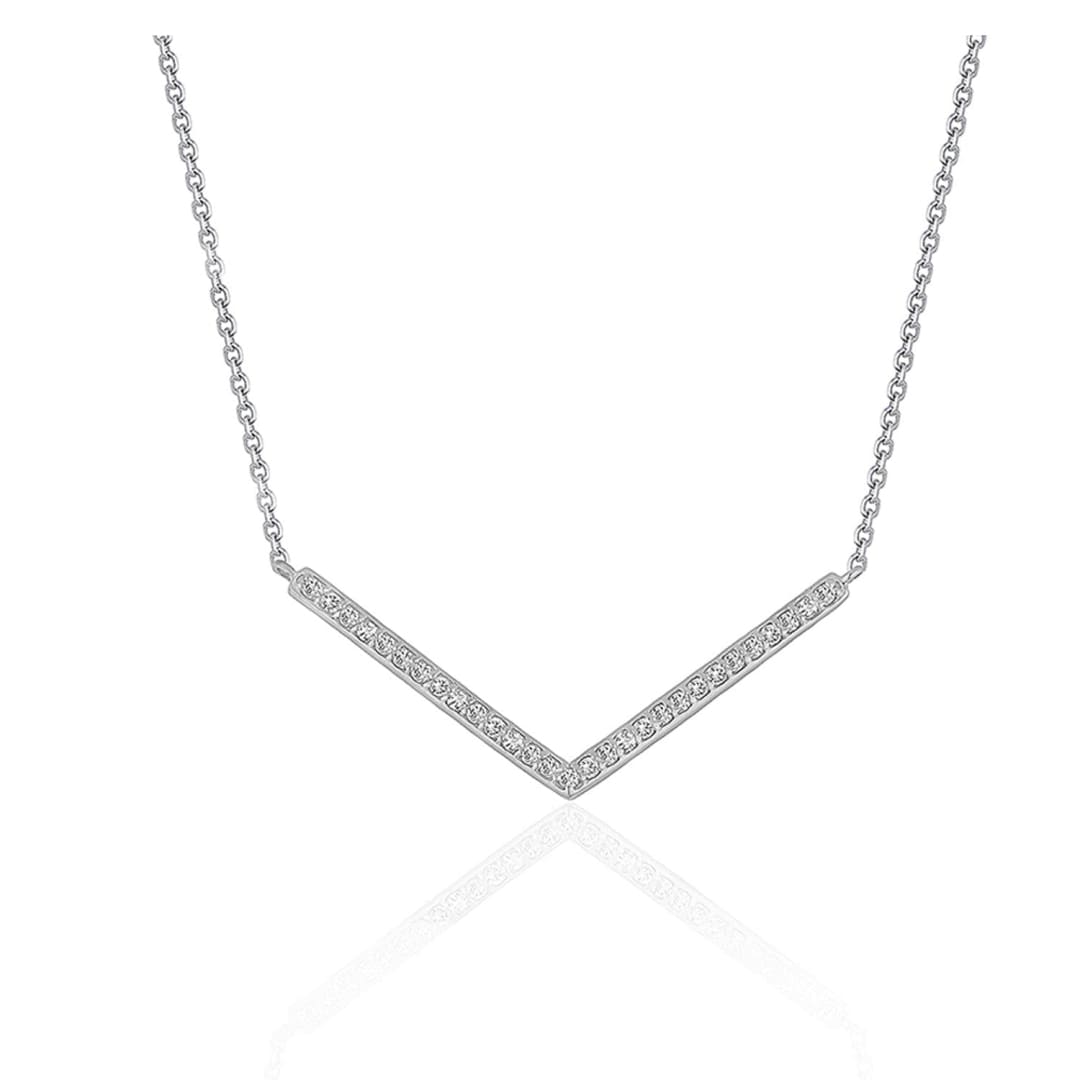 Diamond Chevron Pendant in 14k White Gold (1/3 cttw) | Richard Cannon Jewelry