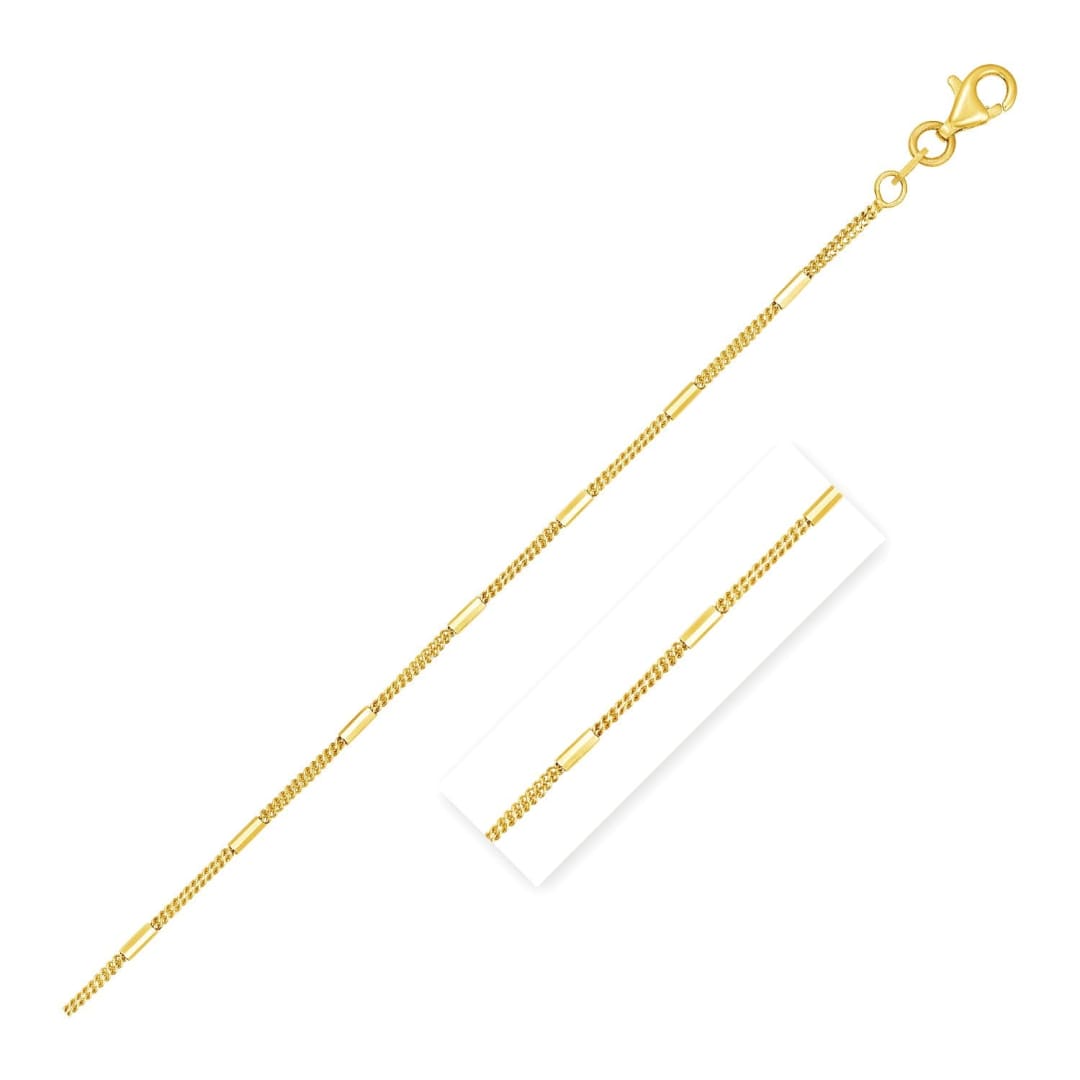 Diamond Cut Bar Links Pendant Chain in 14k Yellow Gold (1.3mm) | Richard Cannon Jewelry