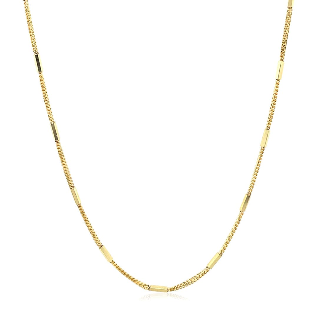 Diamond Cut Bar Links Pendant Chain in 14k Yellow Gold (1.3mm) | Richard Cannon Jewelry