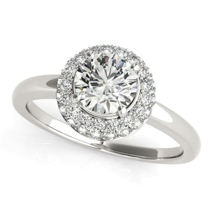 Diamond Engagement Ring with Pave Halo Stones in 14k White Gold (1 3/8 cttw) | Richard