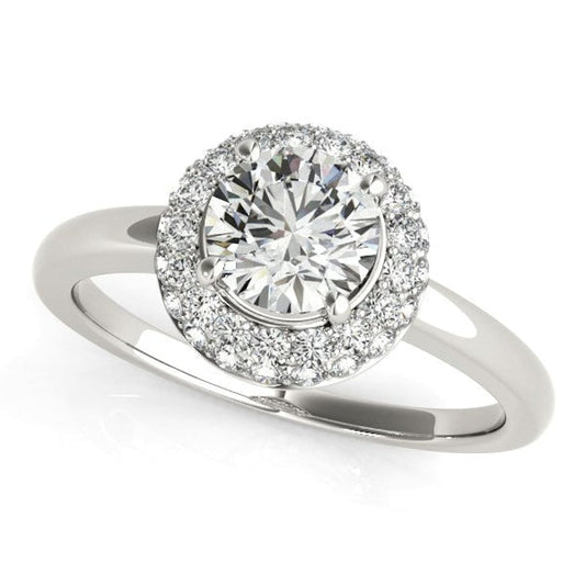 Diamond Engagement Ring with Pave Halo Stones in 14k White Gold (1 3/8 cttw) | Richard