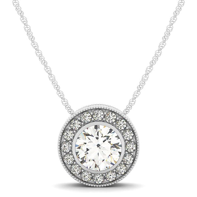 Diamond Halo with Center Bezel in 14k White Gold (5/8 cttw) | Richard Cannon Jewelry