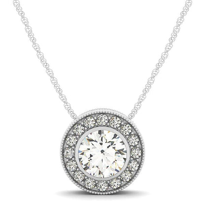 Diamond Halo with Center Bezel in 14k White Gold (5/8 cttw) | Richard Cannon Jewelry