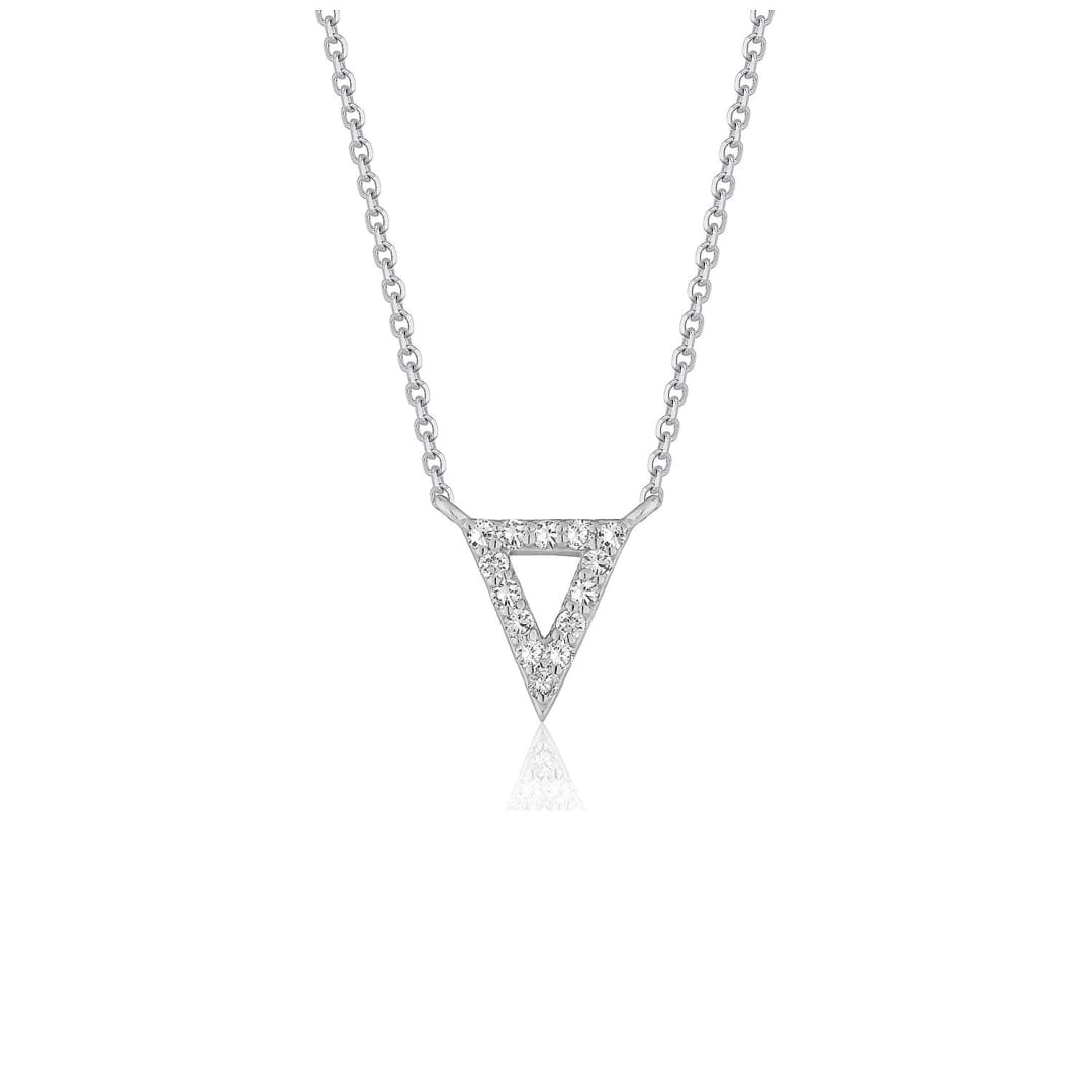 Diamond Inverted Triangle Pendant in 14k White Gold | Richard Cannon Jewelry