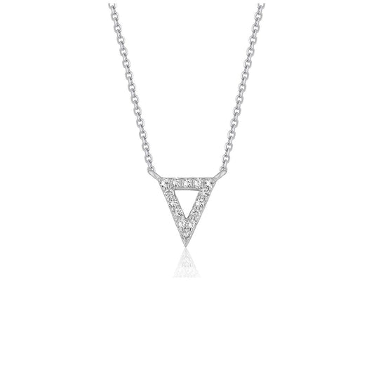 Diamond Inverted Triangle Pendant in 14k White Gold | Richard Cannon Jewelry