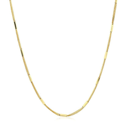 Diamond Cut Bar Links Pendant Chain in 14k Yellow Gold (1.3mm) | Richard Cannon Jewelry