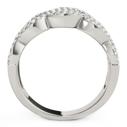 Diamond Studded Double Interlocking Waves Ring in 14k White Gold (5/8 cttw) | Richard
