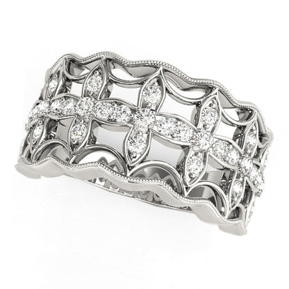 Diamond Studded Four Leaf Clover Motif Ring in 14k White Gold (1/4 cttw) | Richard Cannon