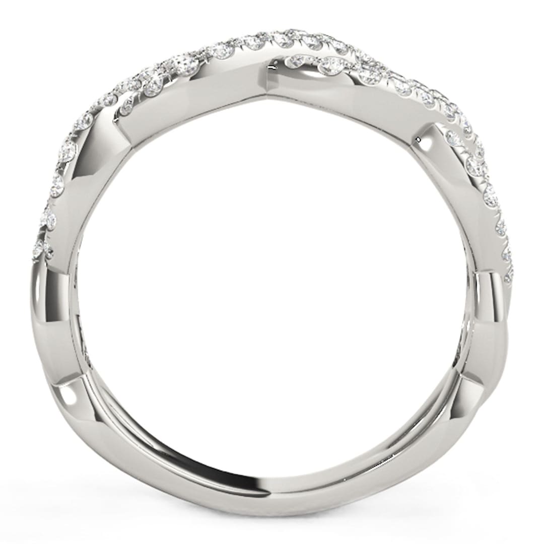 Diamond Studded Interlocking Waves Ring in 14k White Gold (5/8 cttw) | Richard Cannon