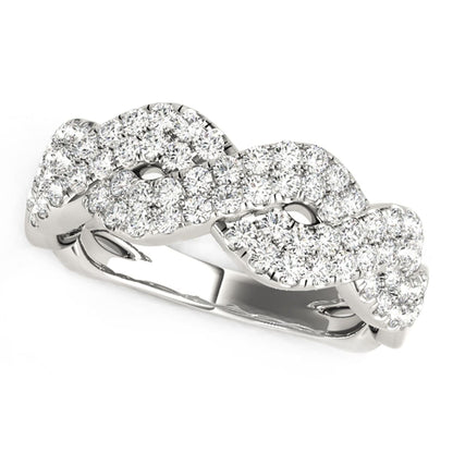 Diamond Studded Interlocking Waves Ring in 14k White Gold (5/8 cttw) | Richard Cannon