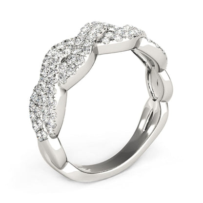 Diamond Studded Interlocking Waves Ring in 14k White Gold (5/8 cttw) | Richard Cannon