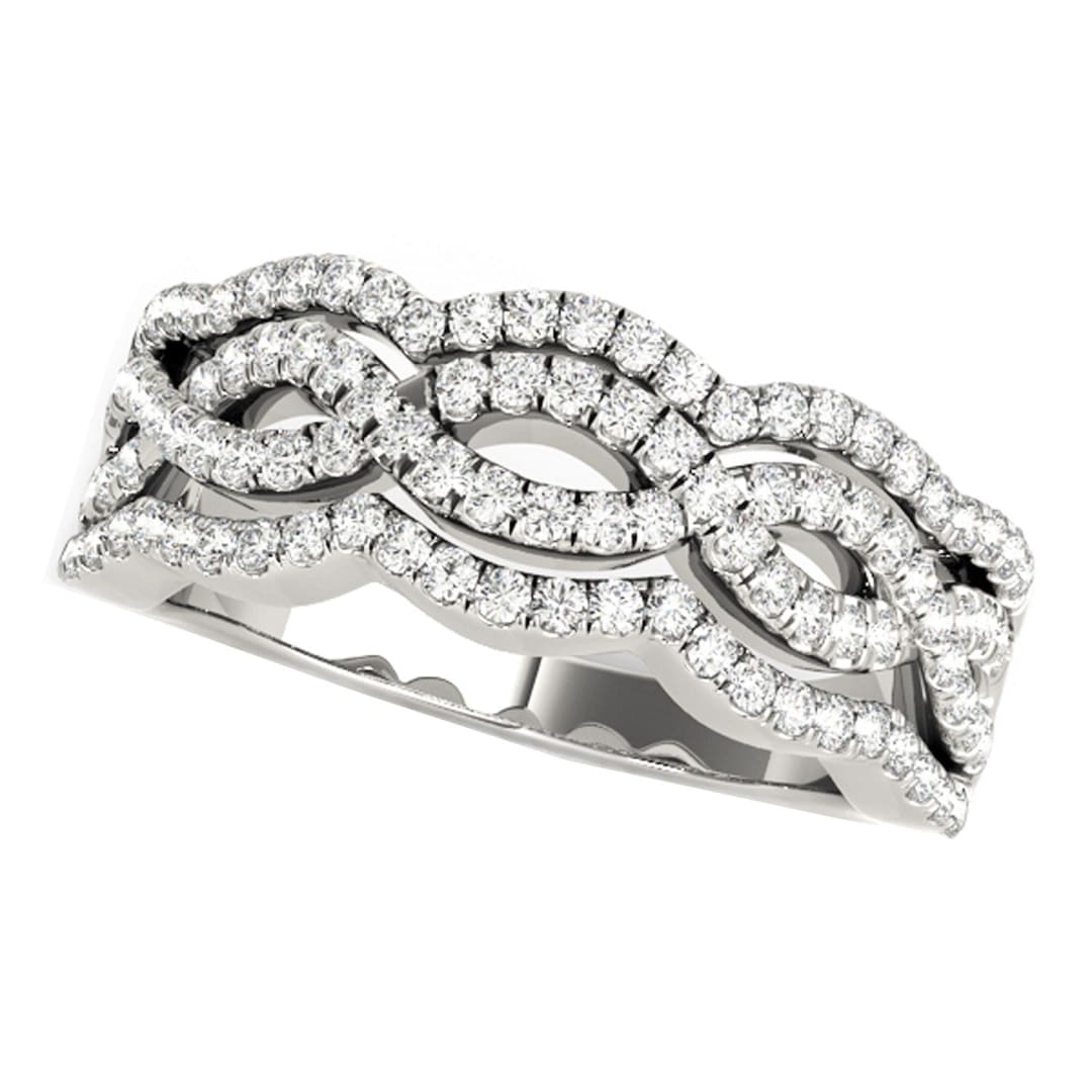 Diamond Studded Ring with Four Curves in 14k White Gold (5/8 cttw) | Richard Cannon