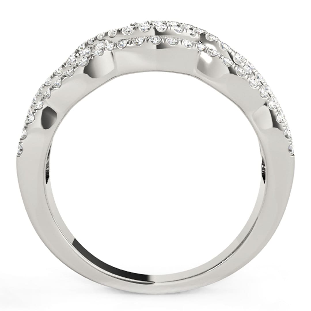 Diamond Studded Ring with Four Curves in 14k White Gold (5/8 cttw) | Richard Cannon