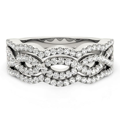 Diamond Studded Ring with Four Curves in 14k White Gold (5/8 cttw) | Richard Cannon