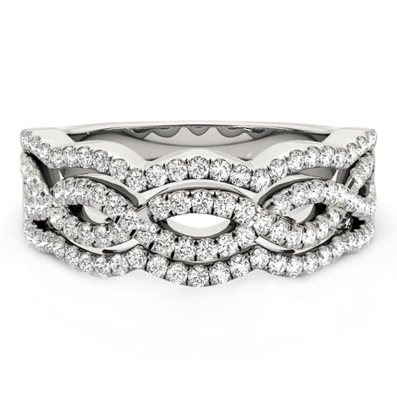 Diamond Studded Ring with Four Curves in 14k White Gold (5/8 cttw) | Richard Cannon