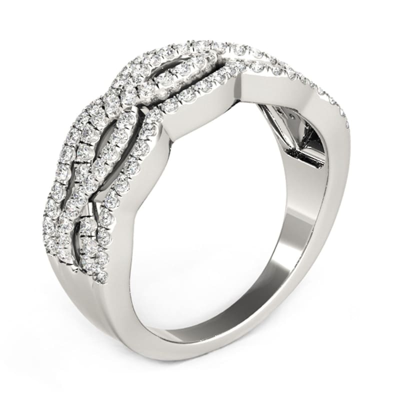 Diamond Studded Ring with Four Curves in 14k White Gold (5/8 cttw) | Richard Cannon