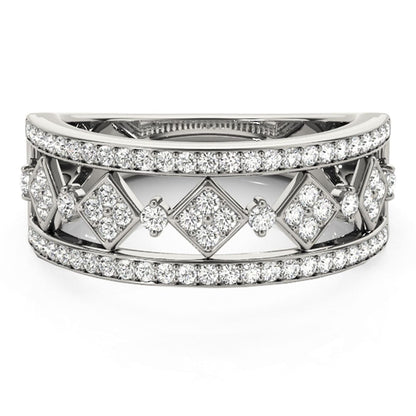 Diamond Studded Square Motif Ring in 14k White Gold (1/2 cttw) | Richard Cannon Jewelry