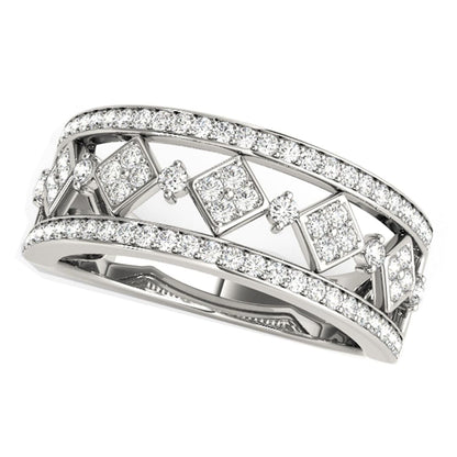 Diamond Studded Square Motif Ring in 14k White Gold (1/2 cttw) | Richard Cannon Jewelry