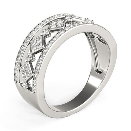 Diamond Studded Square Motif Ring in 14k White Gold (1/2 cttw) | Richard Cannon Jewelry