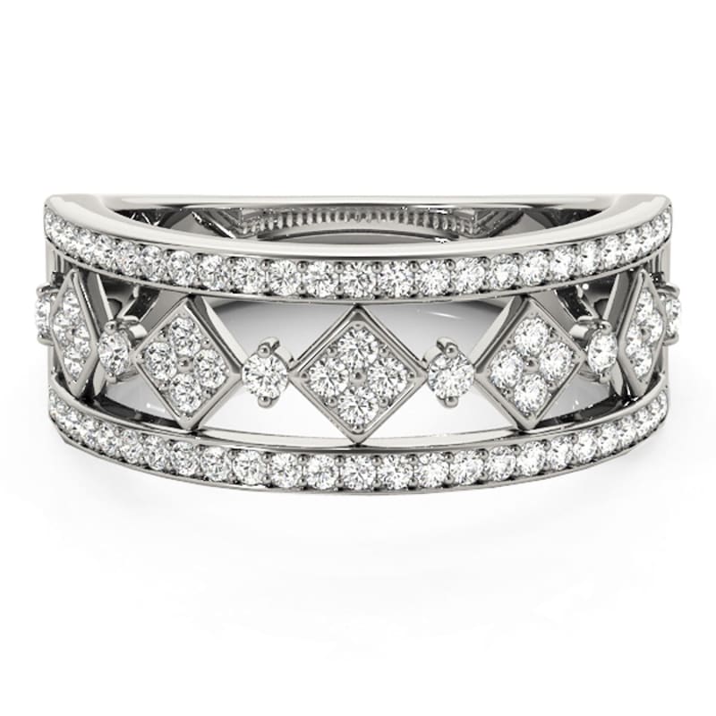 Diamond Studded Square Motif Ring in 14k White Gold (1/2 cttw) | Richard Cannon Jewelry