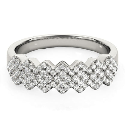 Diamond Studded Wide Multi-Diagonal Pattern Ring in 14k White Gold (5/8 cttw) | Richard