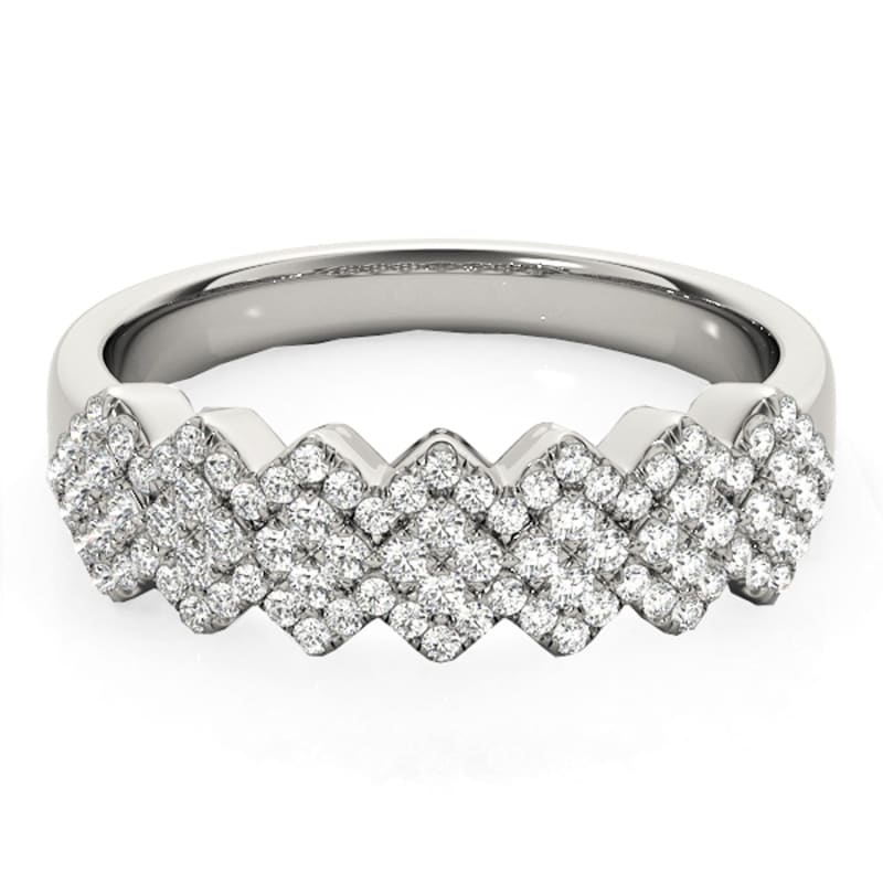 Diamond Studded Wide Multi-Diagonal Pattern Ring in 14k White Gold (5/8 cttw) | Richard