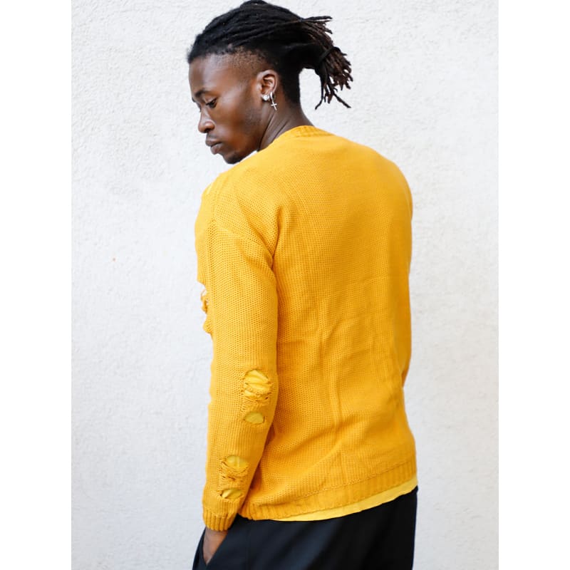 DISTRESSED DOUBLE LAYER SWEATER // MUSTARD | MINUS1
