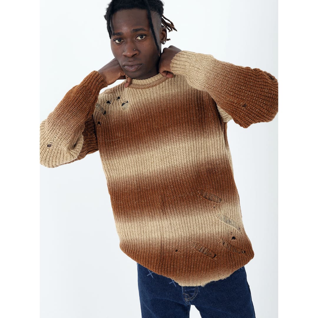 DISTRESSED GENTLEMAN SWEATER | Brown | The Urban Clothing Shop™
