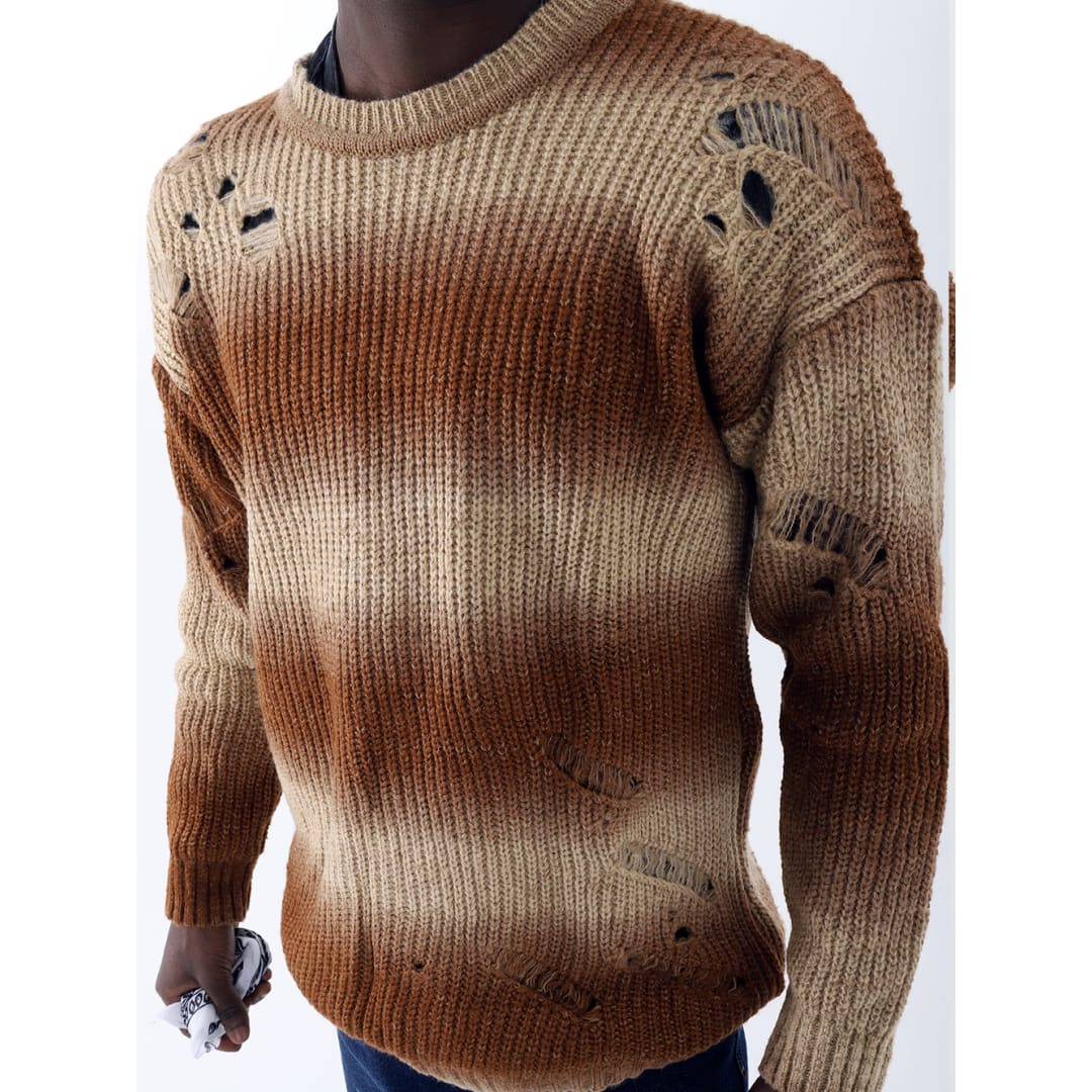DISTRESSED GENTLEMAN SWEATER | Brown | The Urban Clothing Shop™