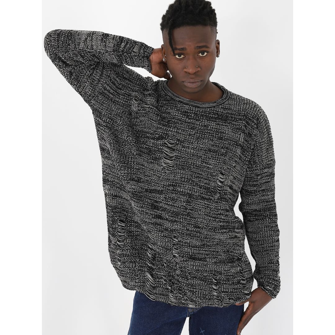 DISTRESSED GENTLEMAN SWEATER | Gray | The Urban Clothing Shop™