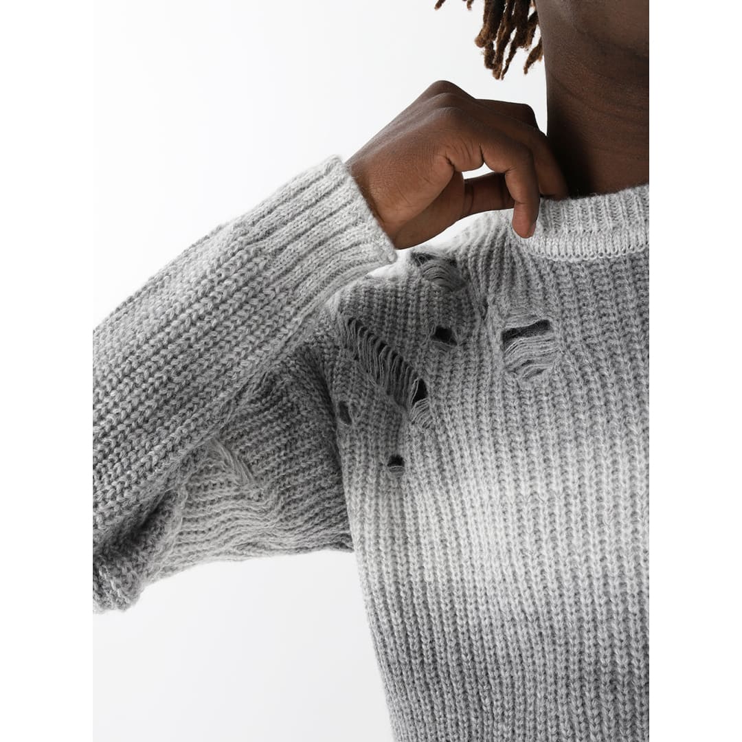 DISTRESSED GENTLEMAN SWEATER | White-Gray | The Urban Clothing Shop™