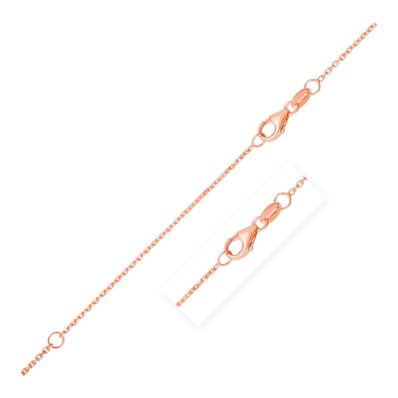Double Extendable Diamond Cut Cable Chain in 14k Rose Gold (0.8mm) | Richard Cannon