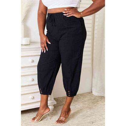 Double Take Decorative Button Cropped Pants | The Urban Clothing Shop™