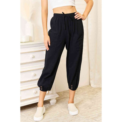 Double Take Decorative Button Cropped Pants | The Urban Clothing Shop™