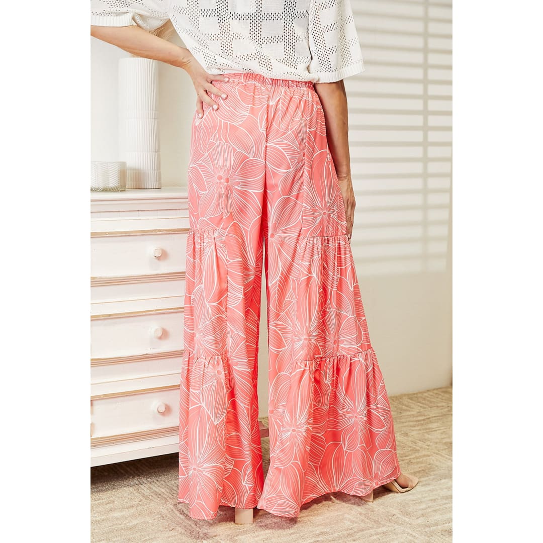 Double Take Floral Tiered Wide Leg Pants | The Urban Clothing Shop™