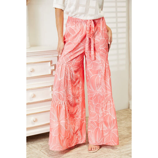 Double Take Floral Tiered Wide Leg Pants | The Urban Clothing Shop™