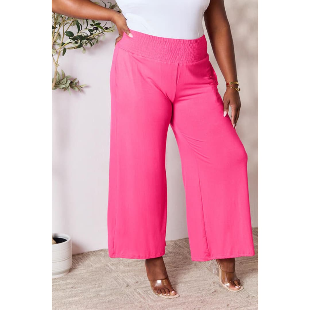 Double Take Full Size Smocked Wide Waistband Wide Leg Pants | The Urban Clothing Shop™