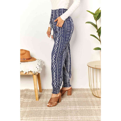 Double Take Geometric Print Tassel High-Rise Pants | The Urban Clothing Shop™