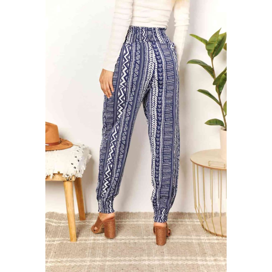 Double Take Geometric Print Tassel High-Rise Pants | The Urban Clothing Shop™