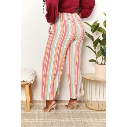 Double Take Striped Smocked Waist Pants with Pockets | The Urban Clothing Shop™