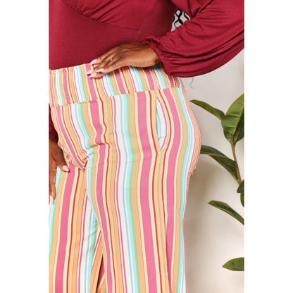 Double Take Striped Smocked Waist Pants with Pockets | The Urban Clothing Shop™