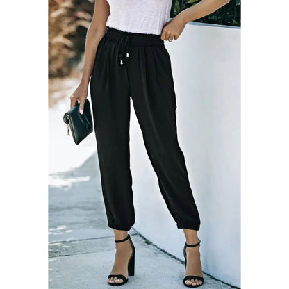 Drawstring Smocked Waist Joggers | Fashionfitz