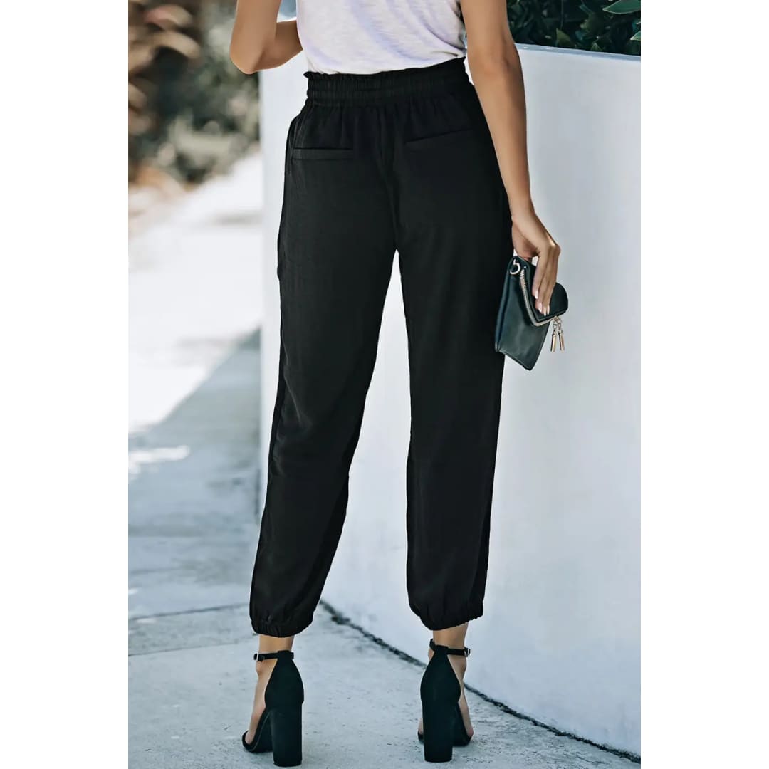 Drawstring Smocked Waist Joggers | Fashionfitz