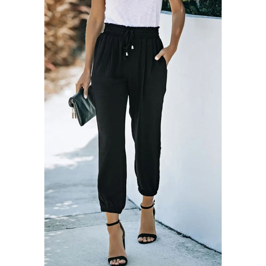 Drawstring Smocked Waist Joggers | Fashionfitz