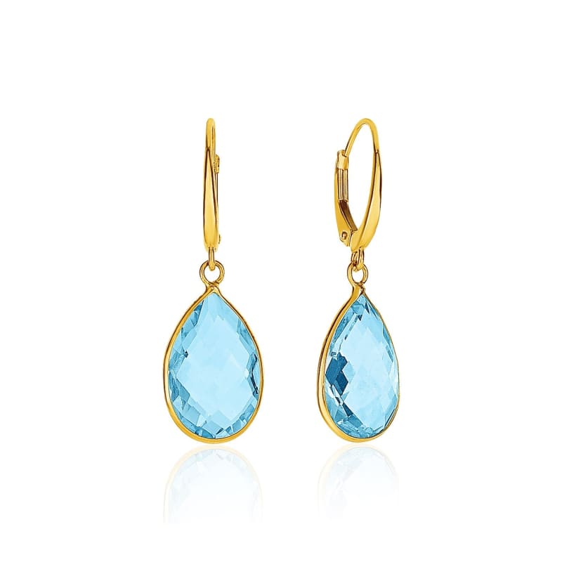 Drop Earrings with Pear-Shaped Blue Topaz Briolettes in 14k Yellow Gold | Richard Cannon